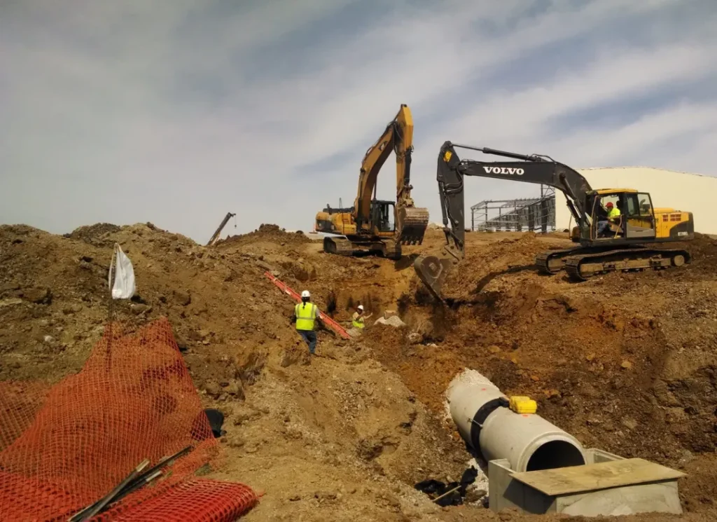 Heavy equipment excavation